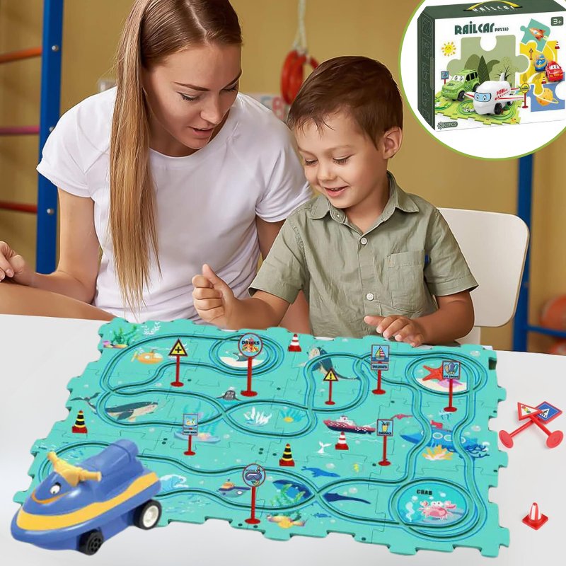 Puzzle Railcar pour véhicule jouet | Puzzle piste de course ™ - Mamy - Viki